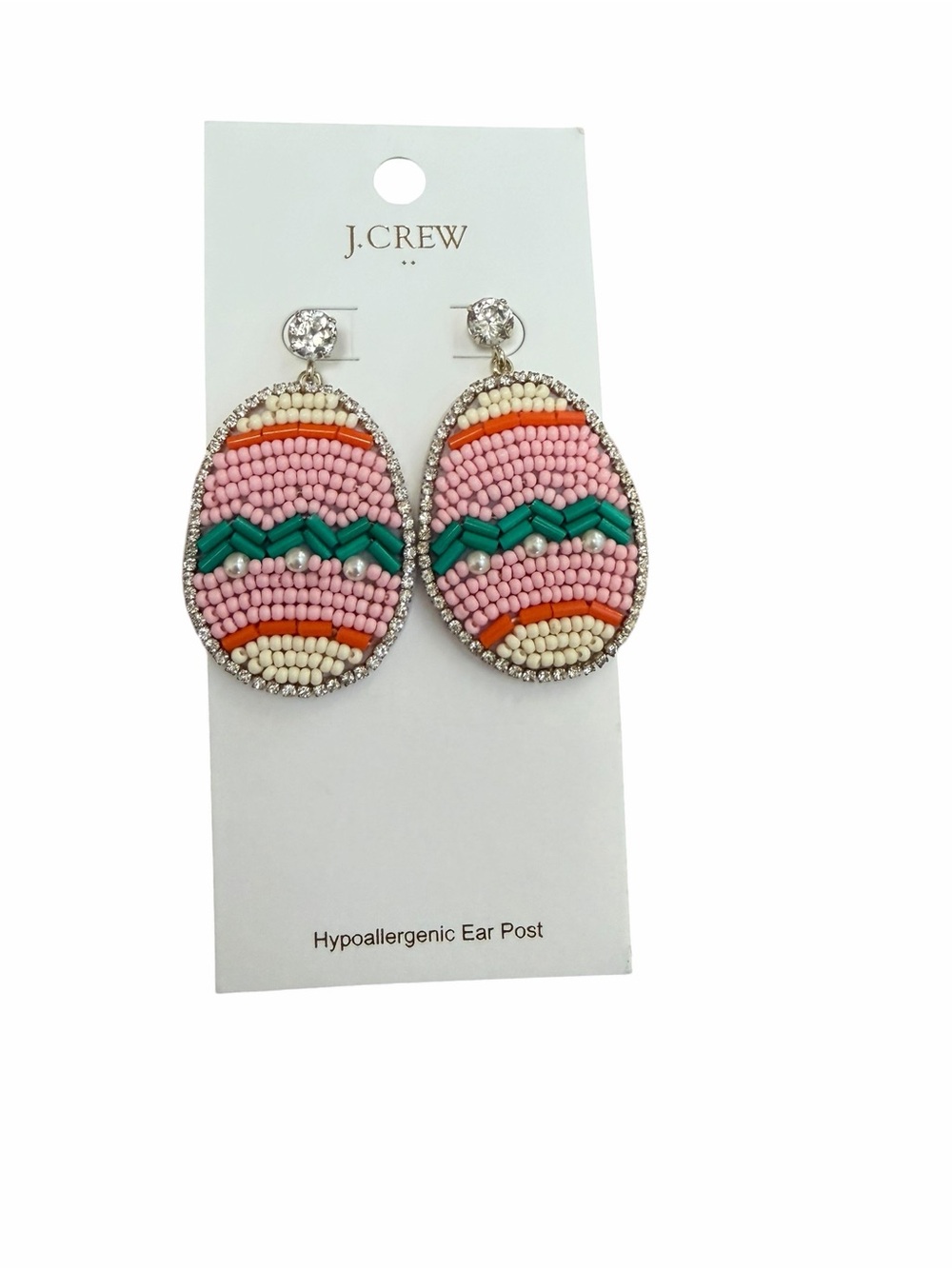 💫 J. CREW Pink Beaded Oval Drop Earrings